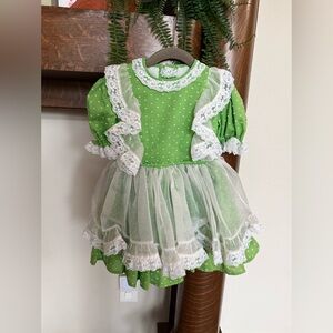Handmade Green and White dress